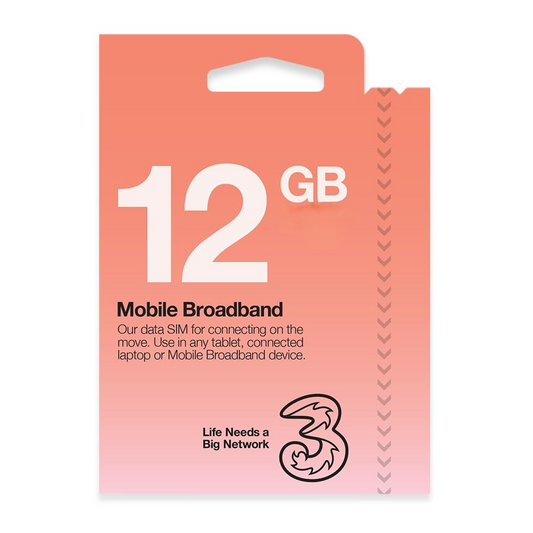 ThreeUK - 12GB / 1 Month Sim card (Worldwide)