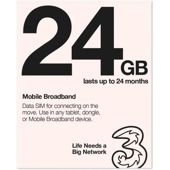 ThreeUK - 12GB / 2 Years Sim card (Worldwide)